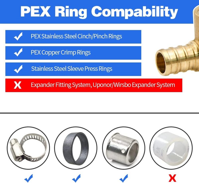 Ruby Q 10 Pack Drop Ear Elbow Fittings, PEX 1/2" x 1/2" NPT Female Threaded Adapter Crimp Fitting, Brass, Full Port for PEX pipes in plumbing jobs - Image 5
